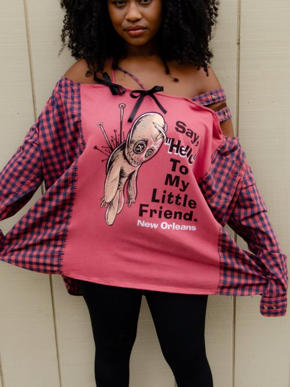 Upcycled Grunge Voodoo Doll Flannel T